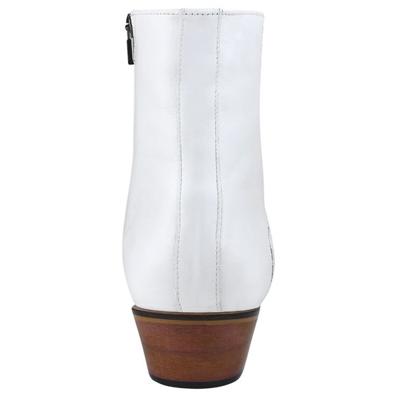 LIBERTYZENO Men's Leather High Ankle Zipper Retro White Boots - Picture 6 of 7